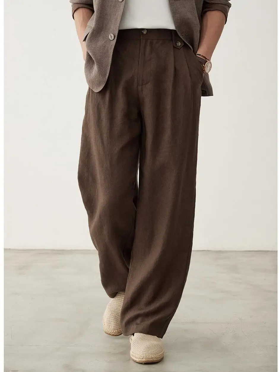 2025 Men's Linen Wide Leg Trousers Elastic Waist Old Money Style Summer Casual Pants
2025 Men's Linen Wide Leg Trousers Elastic Waist Old Money Style Summer Casual Pants