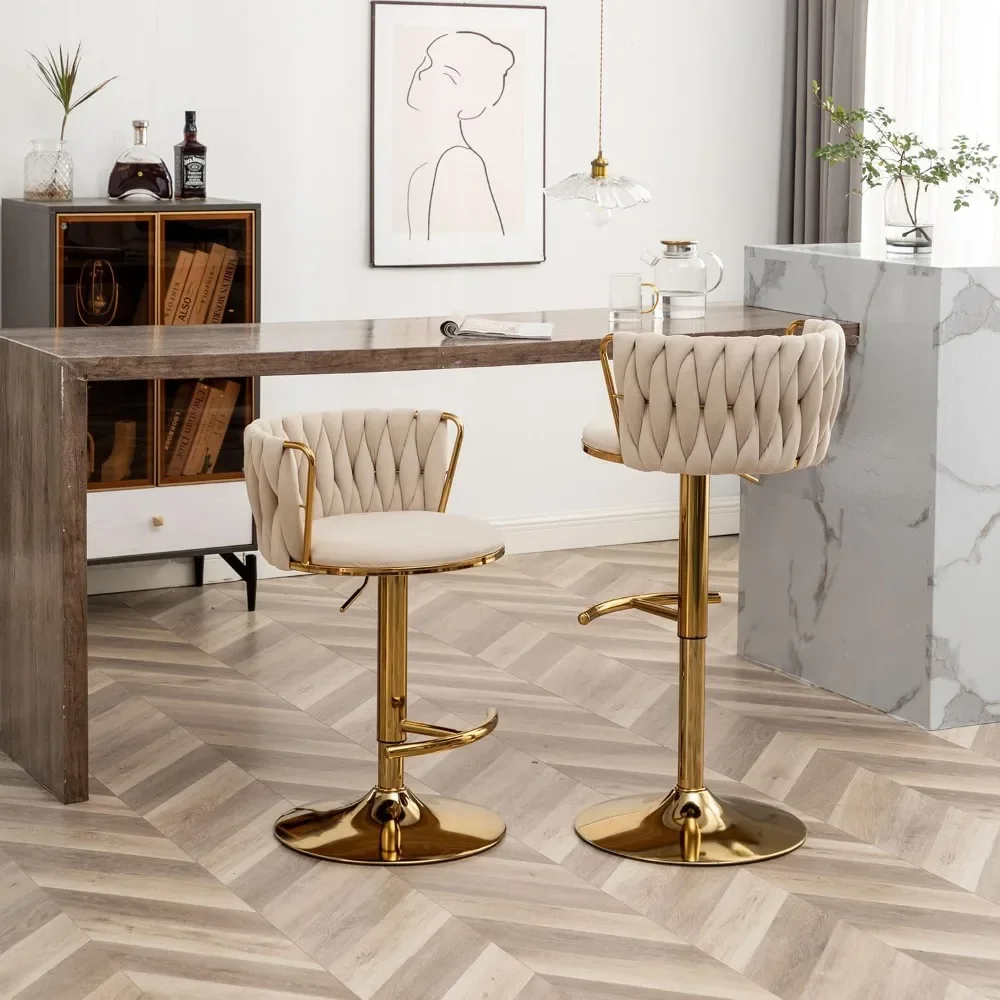 Woven Bar Stools Set of 4, Counter Height Bar Stools with Low Back, Gold Swivel Bar Stools for Kitchen Island, Bar Pub (Beige)
Woven Bar Stools Set of 4, Counter Height Bar Stools with Low Back, Gold Swivel Bar Stools for Kitchen Island, Bar Pub (Beige)