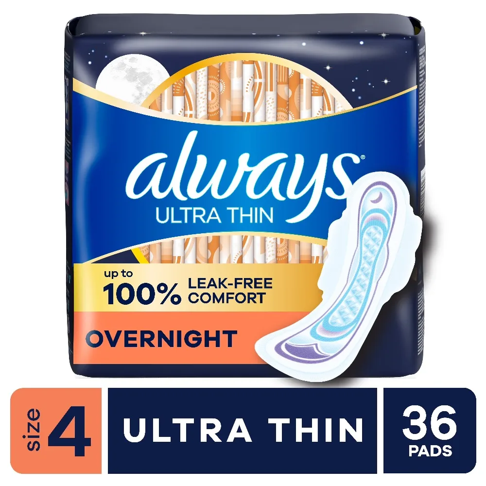 Ultra Thin Overnight Pads with Wings for Heavy Flow Super Absorbent Sanitary Napkins 36 Count
Ultra Thin Overnight Pads with Wings for Heavy Flow Super Absorbent Sanitary Napkins 36 Count