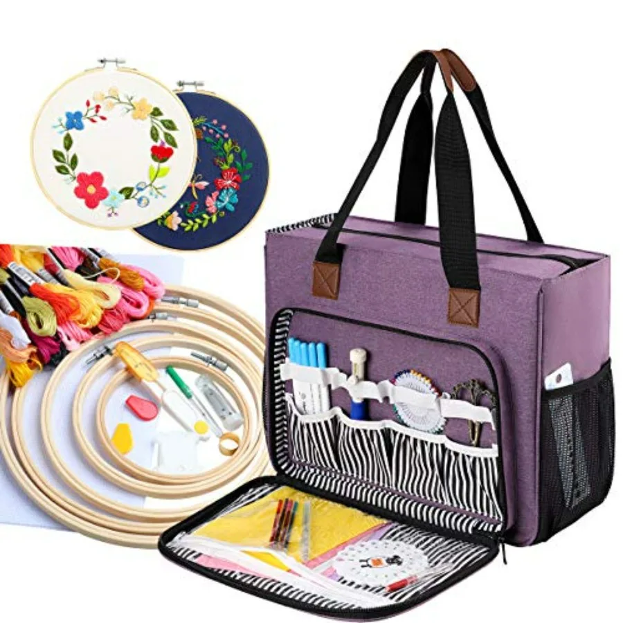 Embroidery Project Bag, Embroidery Kits Storage Bag, Multifunctional Bag for Crochet Hooks Embroidery Floss Organizer String Br
Embroidery Project Bag, Embroidery Kits Storage Bag, Multifunctional Bag for Crochet Hooks Embroidery Floss Organizer String Br