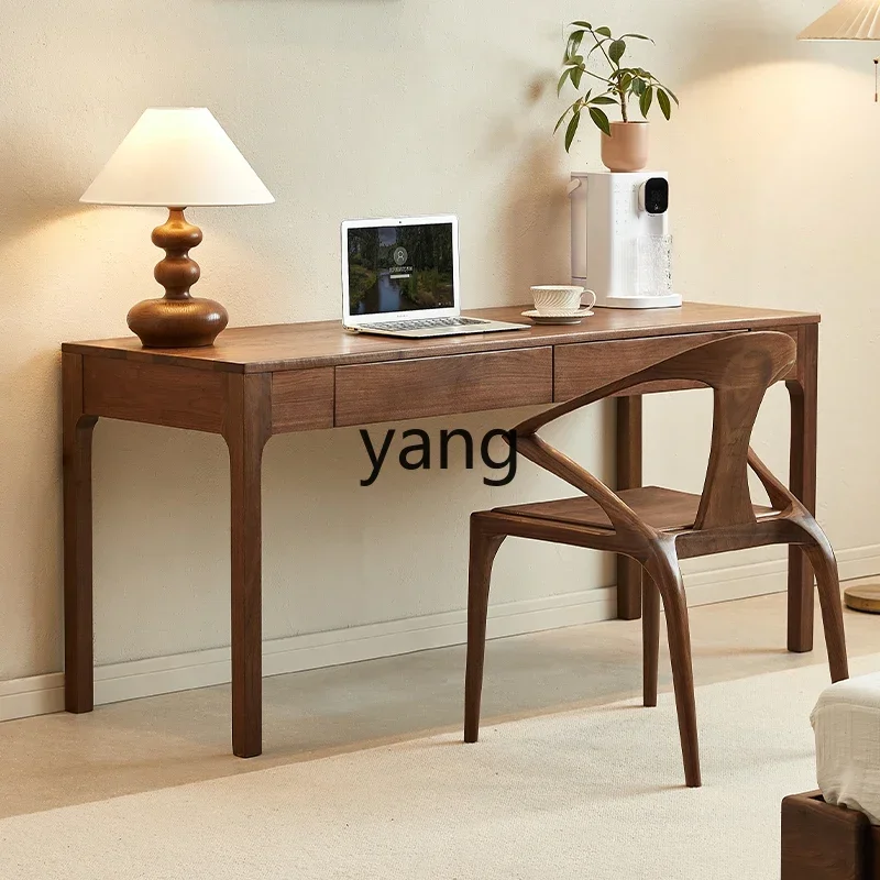 LH black walnut desk solid wood modern simple light luxury computer desk with drawers for home use
LH black walnut desk solid wood modern simple light luxury computer desk with drawers for home use