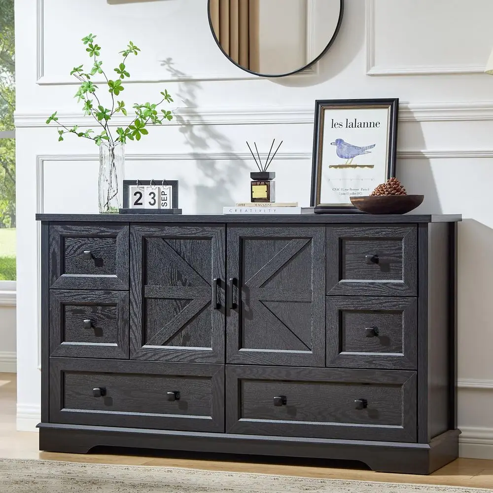 6 Drawer Black Dresser for Bedroom Farmhouse Dresser Chest of Drawers, 55 Wide Clothes Organizer with Storage Cabinet Wood Ches
6 Drawer Black Dresser for Bedroom Farmhouse Dresser Chest of Drawers, 55 Wide Clothes Organizer with Storage Cabinet Wood Ches