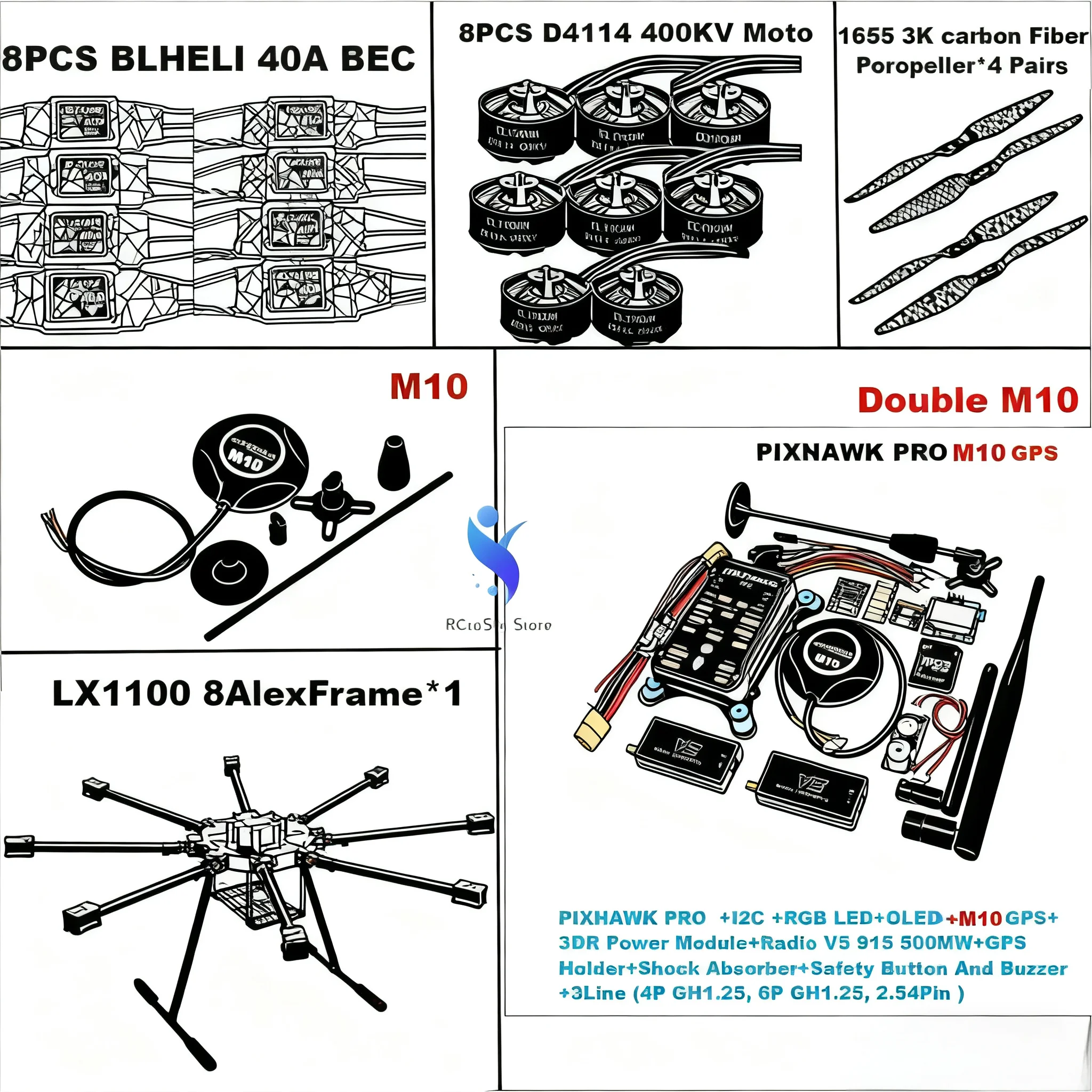 AN LX1100 Полностью карбоновое волокно, 1100 мм, восьмироторная рама D4114, двигатель BLHELI 40A ESC PX4 PIXHAWK PRO, двойной набор управления полетом M10
AN LX1100 Полностью карбоновое волокно, 1100 мм, восьмироторная рама D4114, двигатель BLHELI 40A ESC PX4 PIXHAWK PRO, двойной набор управления полетом M10