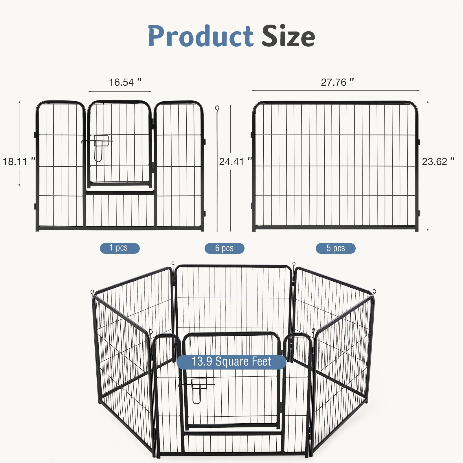 Metal material, foldable pet fence with a door, suitable for small, medium and large-sized dogs outdoors
Metal material, foldable pet fence with a door, suitable for small, medium and large-sized dogs outdoors