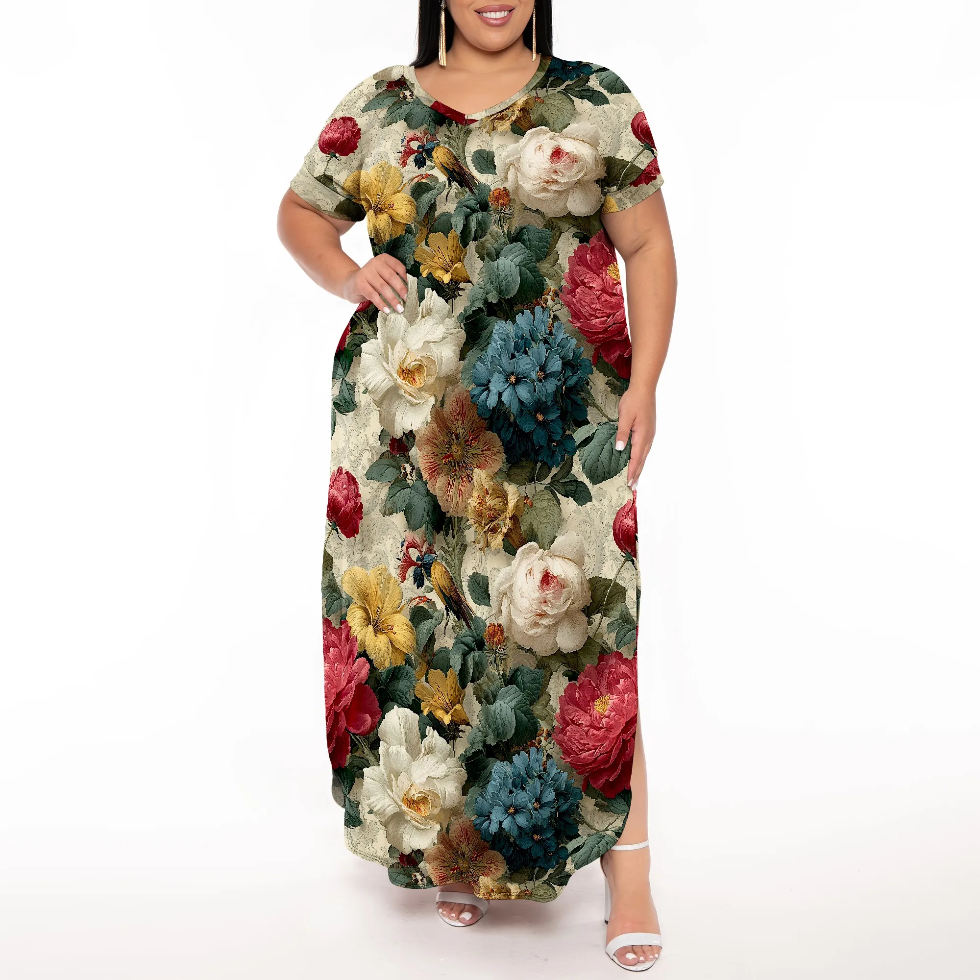Plus Size Vintage Floral Maxi Dress Elegant Short Sleeve Loose Fit Summer Long Dress
Plus Size Vintage Floral Maxi Dress Elegant Short Sleeve Loose Fit Summer Long Dress