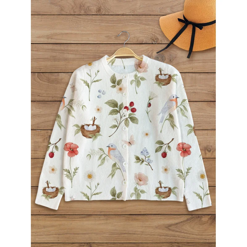 Sparrow Digital Print Women's Knit Cardigan Thick, Loose-Fit Crew Neck Long Sleeve Autumn/Winter Casual Style
Sparrow Digital Print Women's Knit Cardigan Thick, Loose-Fit Crew Neck Long Sleeve Autumn/Winter Casual Style