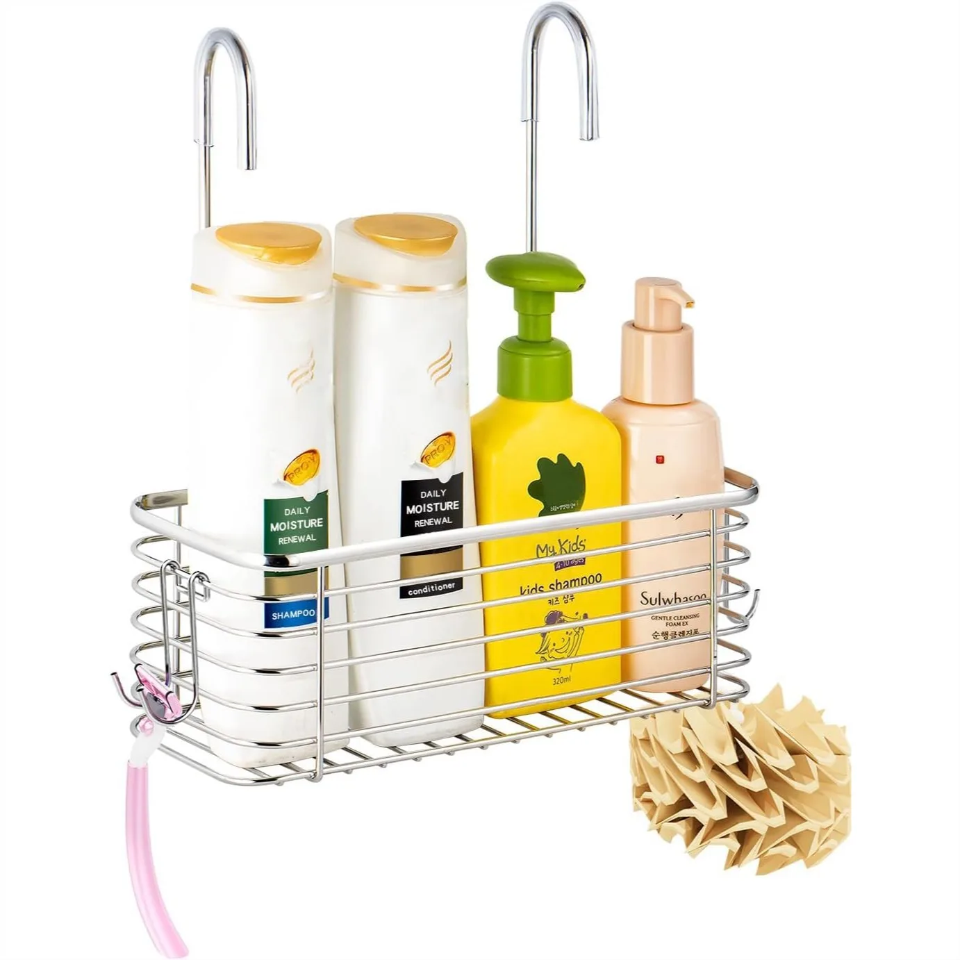 Hanging Shower Caddy with Rotating Hook, 304 Stainless Steel Rust Proof Storage Rack for Faucet or Bathtub
Hanging Shower Caddy with Rotating Hook, 304 Stainless Steel Rust Proof Storage Rack for Faucet or Bathtub