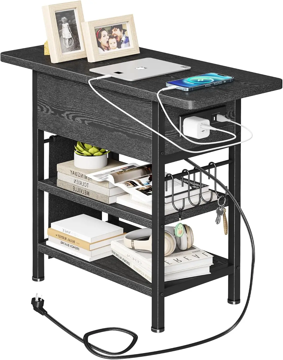 End Table with Charging Station, Flip Top Nightstand with USB Ports and Outlets,Couch Side Table with Fabric Bag and Hooks, B
End Table with Charging Station, Flip Top Nightstand with USB Ports and Outlets,Couch Side Table with Fabric Bag and Hooks, B
