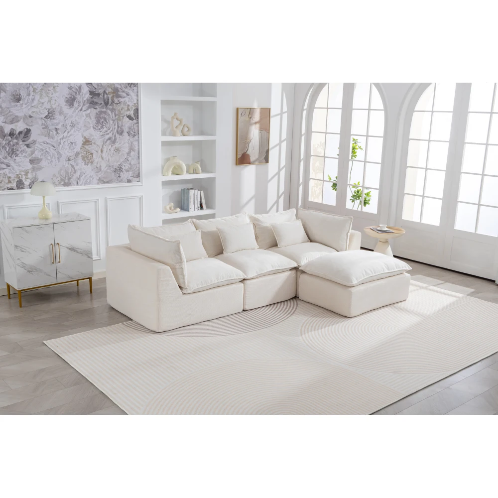 Модульный секционный диван Cloud Couch 103.15 дюймов, комфортный, с широким и глубоким сиденьем, 3-местный, с оттоманкой, для гостиной
Модульный секционный диван Cloud Couch 103.15 дюймов, комфортный, с широким и глубоким сиденьем, 3-местный, с оттоманкой, для гостиной
