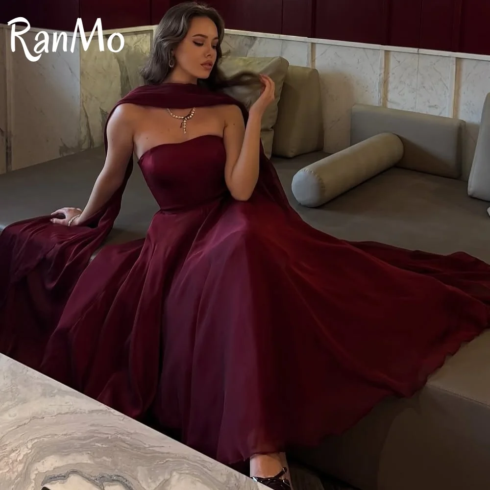 Ranmo Customized Red A-line Organza Prom Dresses Strapless Long Silk Scarves vestidos de noche Sleeveless Formal Evening 2025
Ranmo Customized Red A-line Organza Prom Dresses Strapless Long Silk Scarves vestidos de noche Sleeveless Formal Evening 2025