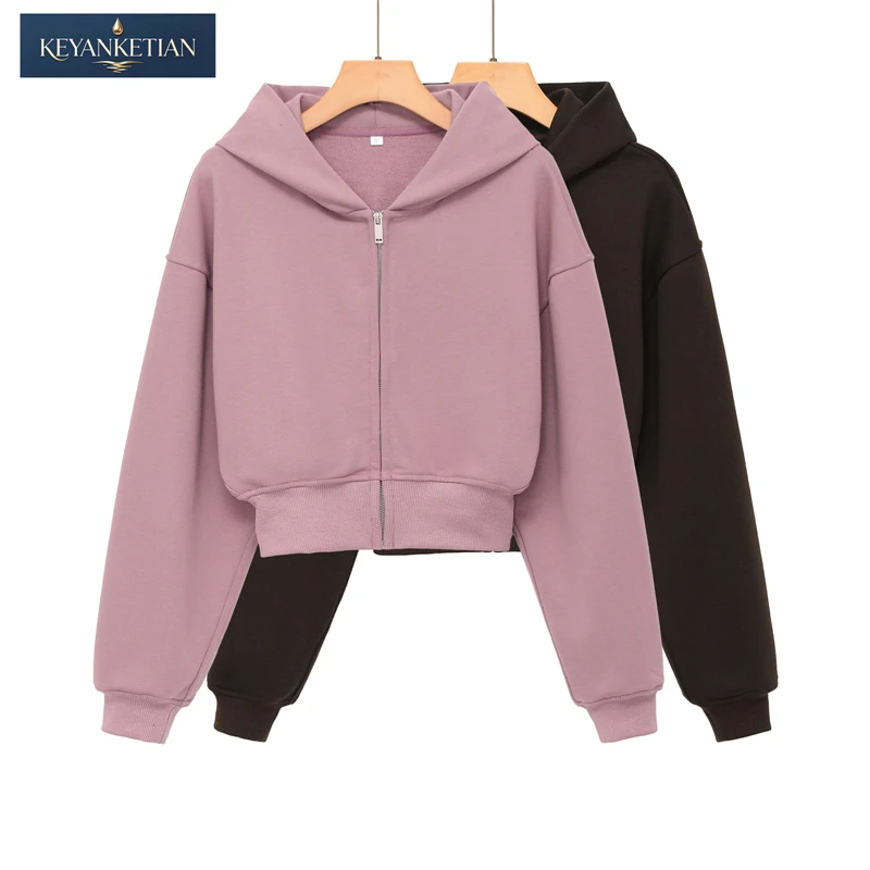 KEYANKETIAN 2026 Spring/Autumn Soft Fleece Lined Cropped Hoodie Full Zip Long Sleeve Hooded Sweatshirt Daily Wear pullover top
KEYANKETIAN 2026 Spring/Autumn Soft Fleece Lined Cropped Hoodie Full Zip Long Sleeve Hooded Sweatshirt Daily Wear pullover top