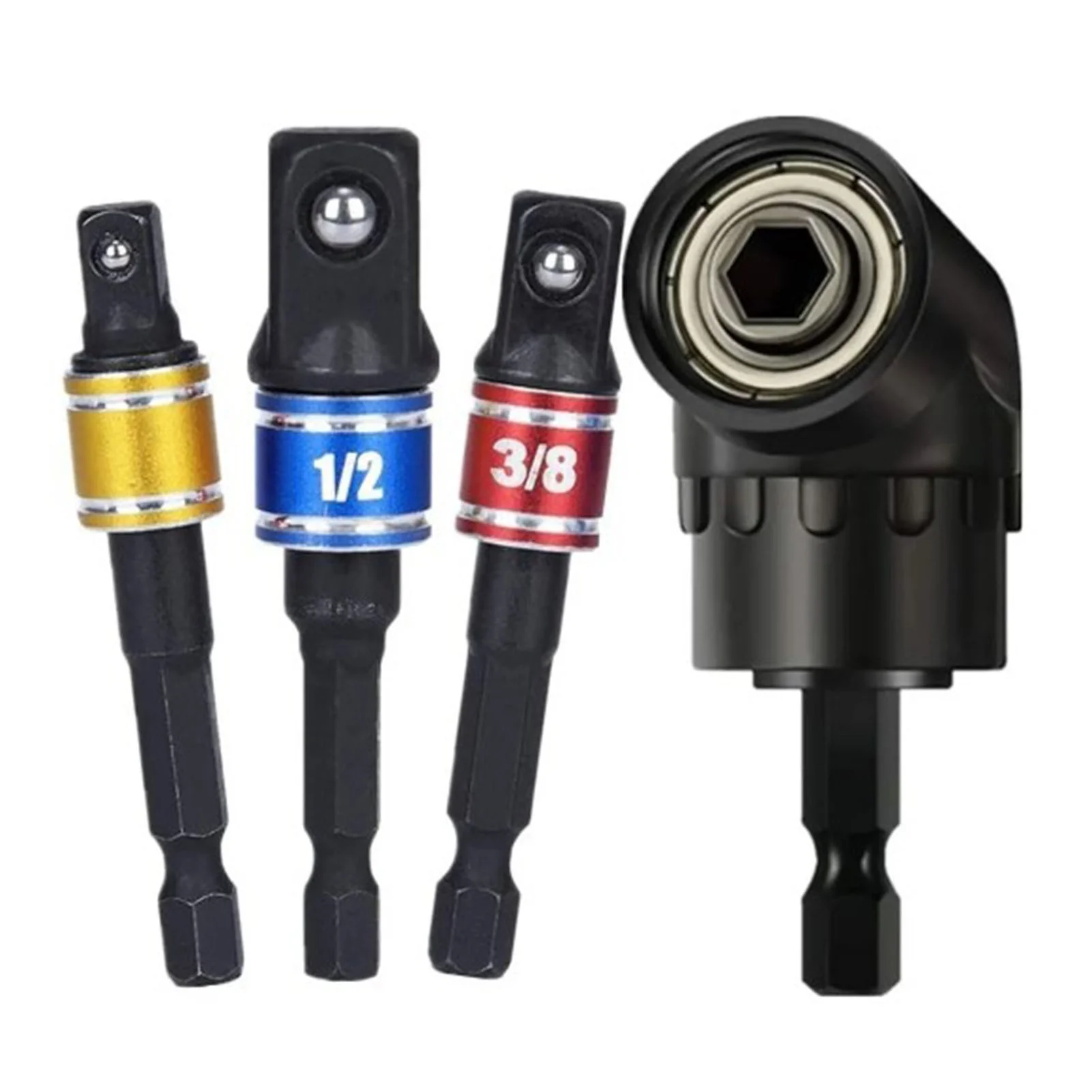 4Pcs Drill Adapter 105° Angled Bit 1/2in 3/8in 1/4in 360° Socket Adapters for Nut Screw
4Pcs Drill Adapter 105° Angled Bit 1/2in 3/8in 1/4in 360° Socket Adapters for Nut Screw