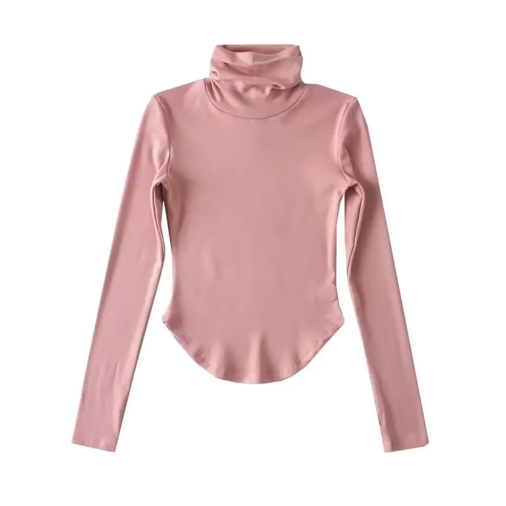 Women's Slim-fit High Neck T-shirt Long Sleeve Fleece-lined Base Shirt Curved Side Button Design Solid Color Sexy Shirt
Women's Slim-fit High Neck T-shirt Long Sleeve Fleece-lined Base Shirt Curved Side Button Design Solid Color Sexy Shirt