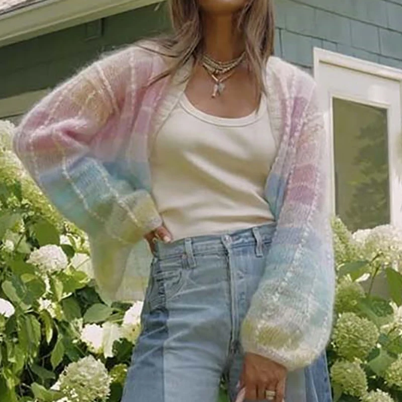 Elegant Multicolored Print Knitted Coat Autumn Fashion O-neck Loose Short Jackets Winter Women Casual Long Sleeve Cardigan Tops
Elegant Multicolored Print Knitted Coat Autumn Fashion O-neck Loose Short Jackets Winter Women Casual Long Sleeve Cardigan Tops