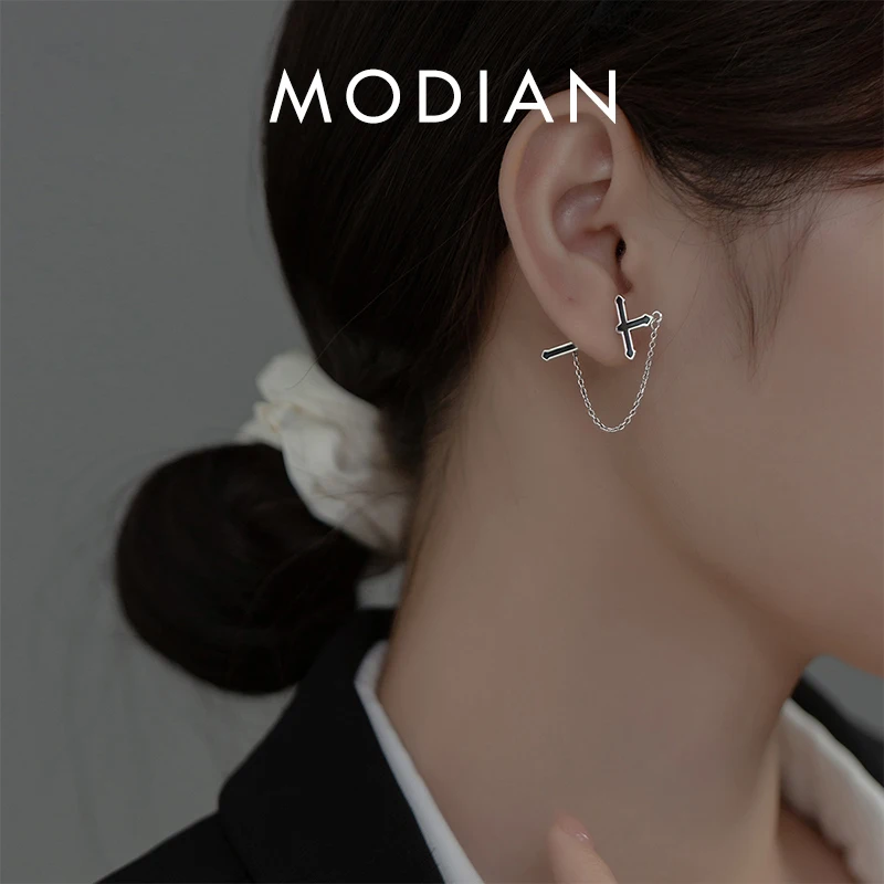 MODIAN 1PCS Fashion 100% 925 Sterling Silver Charm Black Enamel Corss Stud Earrings For Women Girls Party Jewelry Accessories
MODIAN 1PCS Fashion 100% 925 Sterling Silver Charm Black Enamel Corss Stud Earrings For Women Girls Party Jewelry Accessories