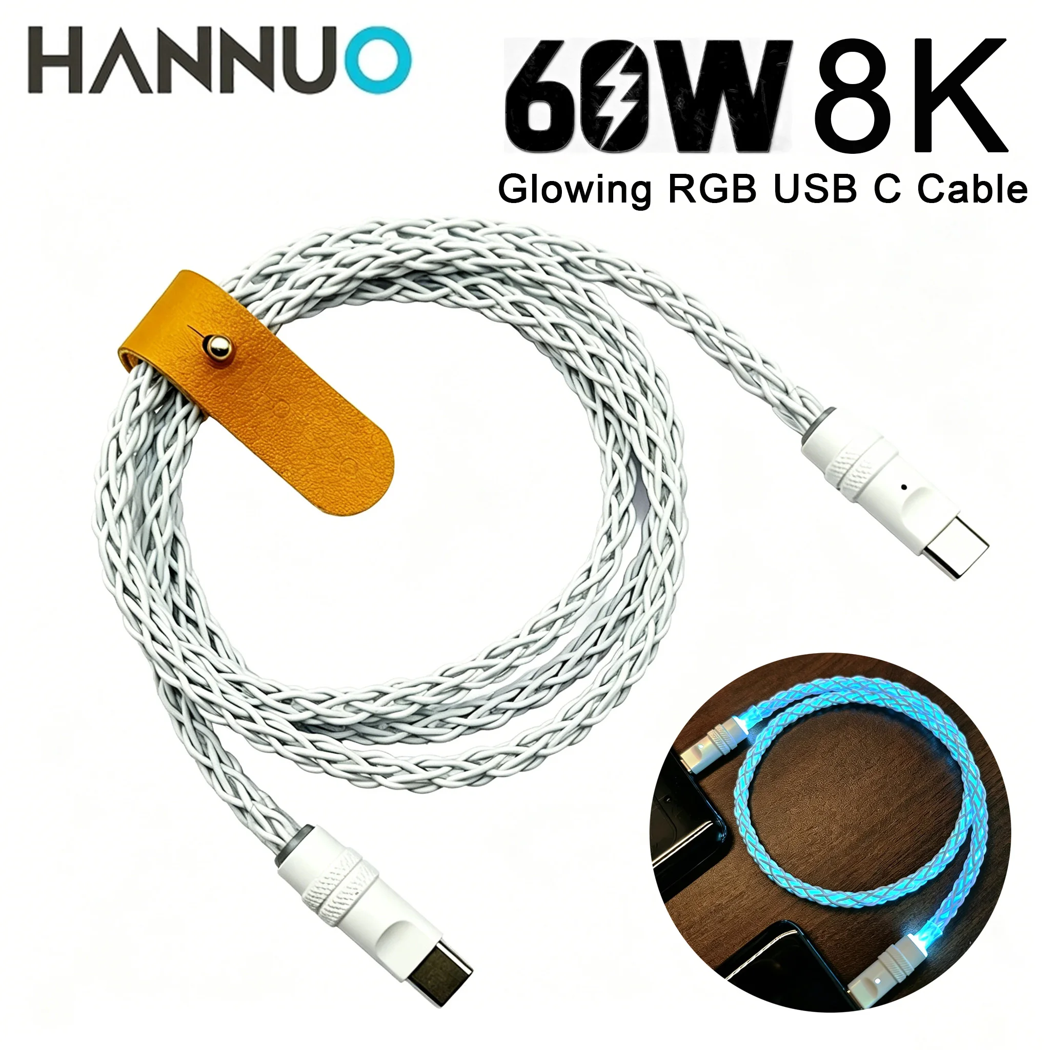 HANNUO 60W Type C Charging Cable RGB LED USB C Fast Charge Cord for Xiaomi Samsung iPhone Huawei Breathing Luminous Data Cord
HANNUO 60W Type C Charging Cable RGB LED USB C Fast Charge Cord for Xiaomi Samsung iPhone Huawei Breathing Luminous Data Cord