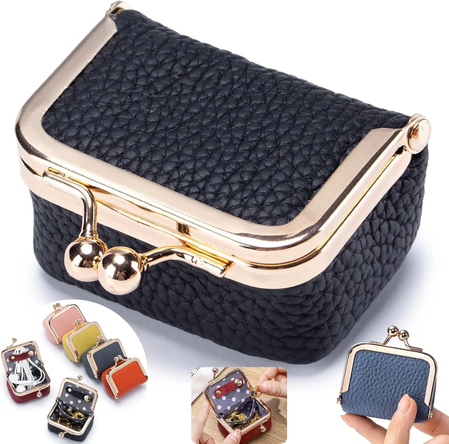 Genuine Leather Mini Jewelry Box - Vintage-Inspired Travel Jewelry Organizer with Kiss Lock, Compact Ring Box for Women, Perfect for Earrings, Rings, Necklaces, Bracelets - Ideal Gift for Her (Black)
Genuine Leather Mini Jewelry Box - Vintage-Inspired Travel Jewelry Organizer with Kiss Lock, Compact Ring Box for Women, Perfect for Earrings, Rings, Necklaces, Bracelets - Ideal Gift for Her (Black)