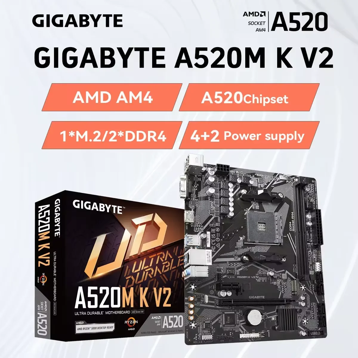 Материнская плата GIGABYTE A520M K V2 DDR4 64 ГБ 5100 (наружный диаметр) Разъем AM4 Micro-ATX A520 для игрового компьютера своими руками Игровой комплект
Материнская плата GIGABYTE A520M K V2 DDR4 64 ГБ 5100 (наружный диаметр) Разъем AM4 Micro-ATX A520 для игрового компьютера своими руками Игровой комплект