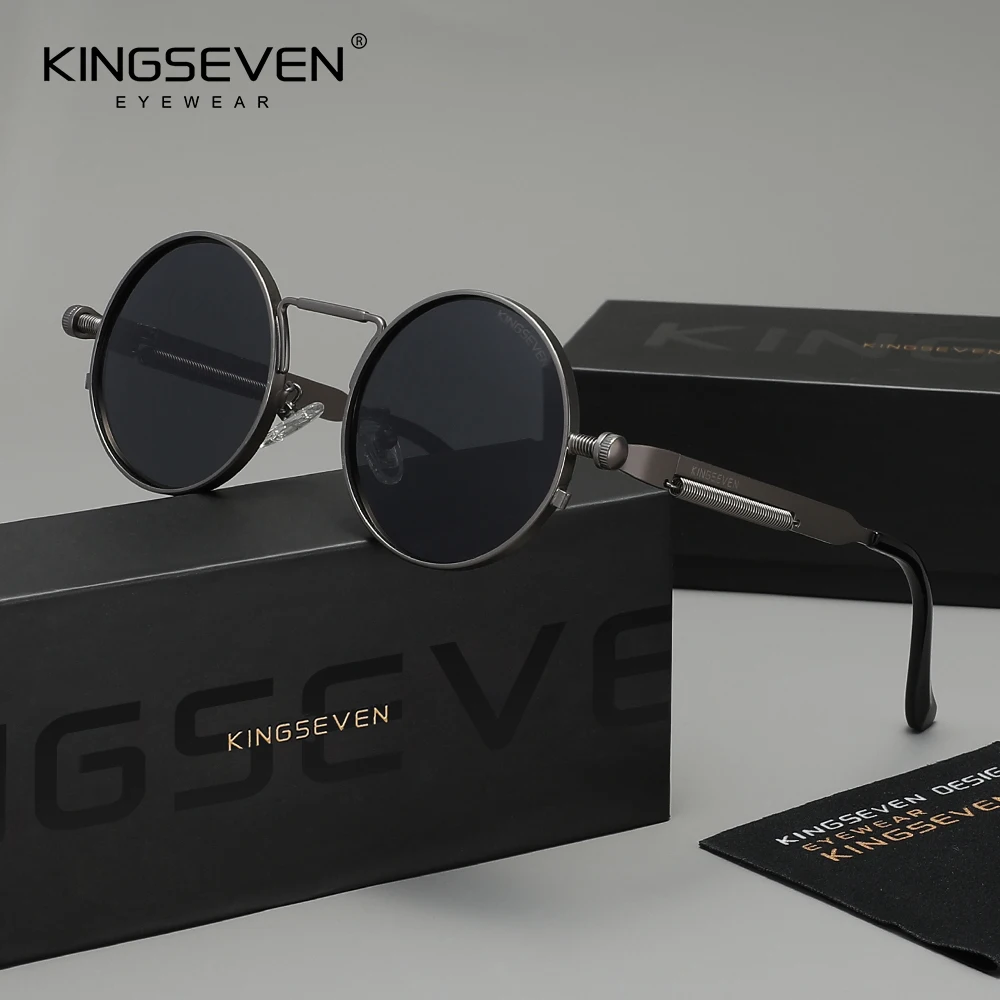 KINGSEVEN оригинальные готические солнцезащитные очки в стиле стимпанк, поляризационные мужские очки UV400, очки высокого качества, женские очки в круглой оправе в стиле ретро для вождения
KINGSEVEN оригинальные готические солнцезащитные очки в стиле стимпанк, поляризационные мужские очки UV400, очки высокого качества, женские очки в круглой оправе в стиле ретро для вождения