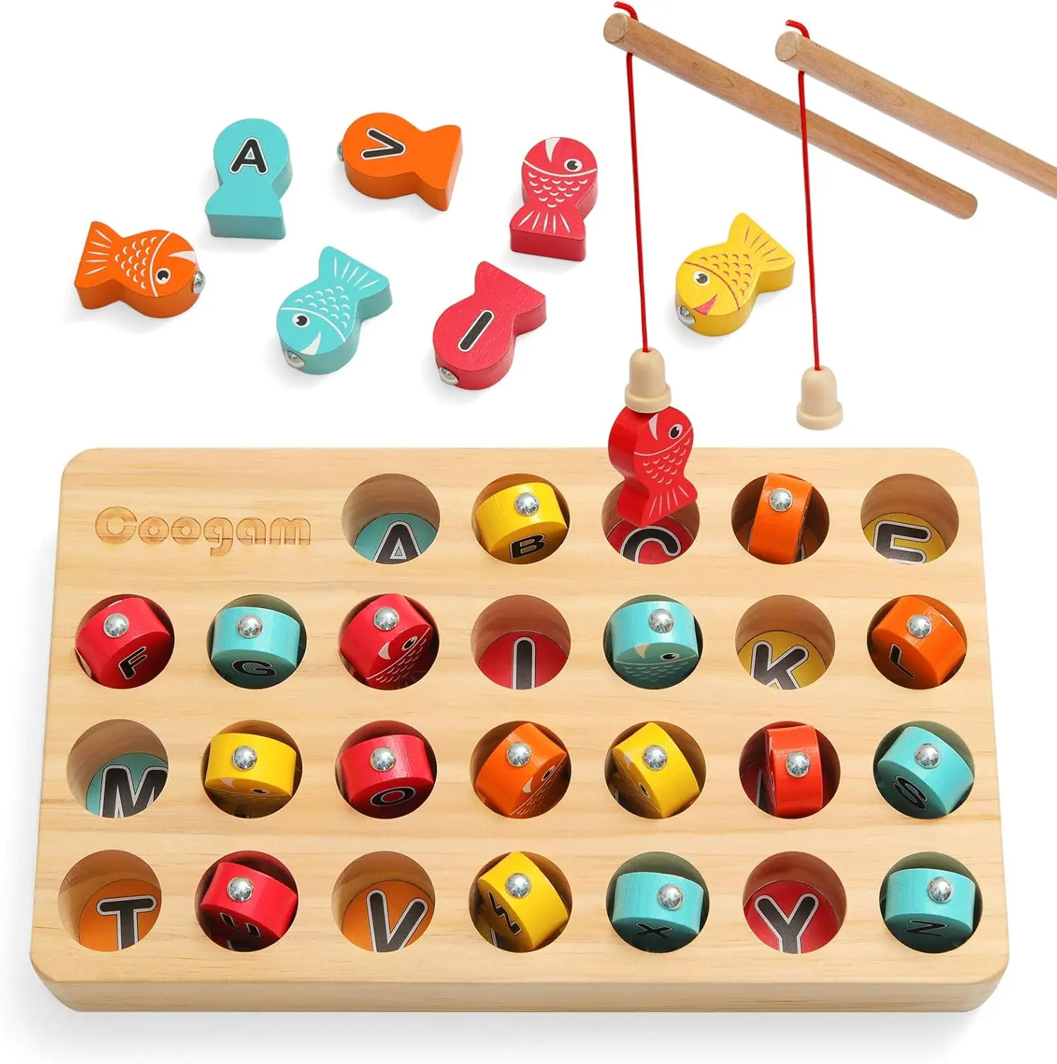 Wooden Magnetic Fishing Game, ABC Alphabet Color Sorting Puzzle, Montessori Learning Toy for Toddlers with 2 Poles
Wooden Magnetic Fishing Game, ABC Alphabet Color Sorting Puzzle, Montessori Learning Toy for Toddlers with 2 Poles
