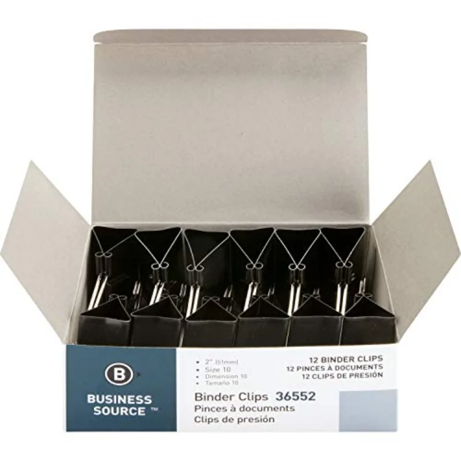 Fold-Back Binder Clips, Black, Large Pack of 12
Fold-Back Binder Clips, Black, Large Pack of 12
