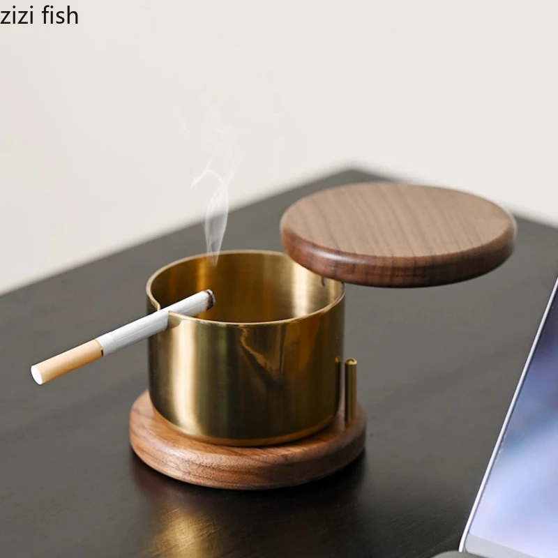 Solid Wood Stainless Steel Ashtray Rotating Cover Ash Tray Ash Storage Box Golden Ashtray Desktop Organizer Storage Tray
Solid Wood Stainless Steel Ashtray Rotating Cover Ash Tray Ash Storage Box Golden Ashtray Desktop Organizer Storage Tray