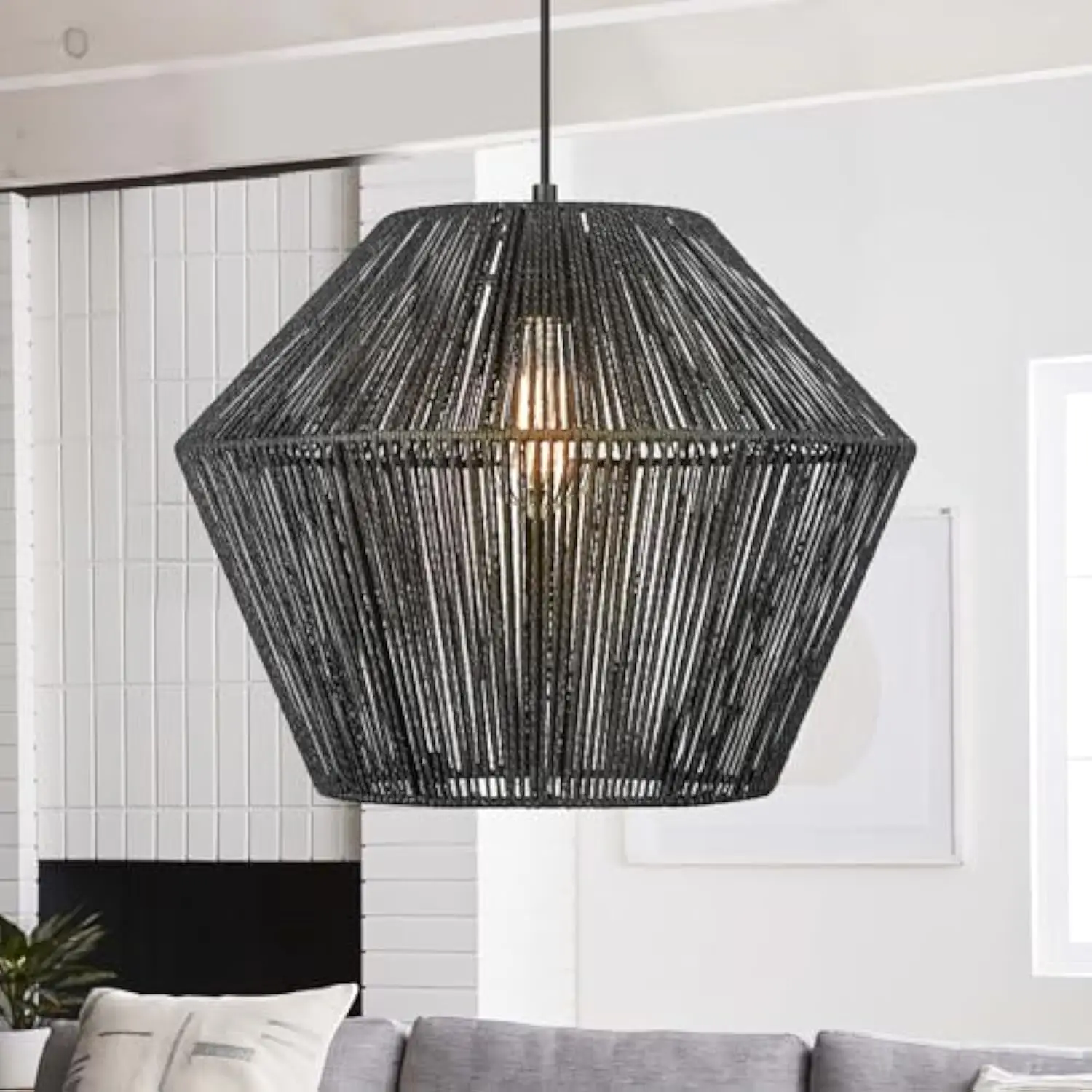 16.5” Large Modern Woven Chandelier Farmhouse Coastal Pendant Light Fixtures Matte Black Handwoven Rattan Basket Shade Boho Pe
16.5” Large Modern Woven Chandelier Farmhouse Coastal Pendant Light Fixtures Matte Black Handwoven Rattan Basket Shade Boho Pe