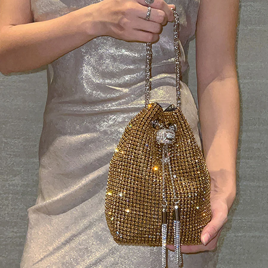 Sparkling Rhinestone Embellished Drawstring Crossbody Bag, Multi-Functional Bucket Purse, Formal Handbag for Women Daily Commute
Sparkling Rhinestone Embellished Drawstring Crossbody Bag, Multi-Functional Bucket Purse, Formal Handbag for Women Daily Commute