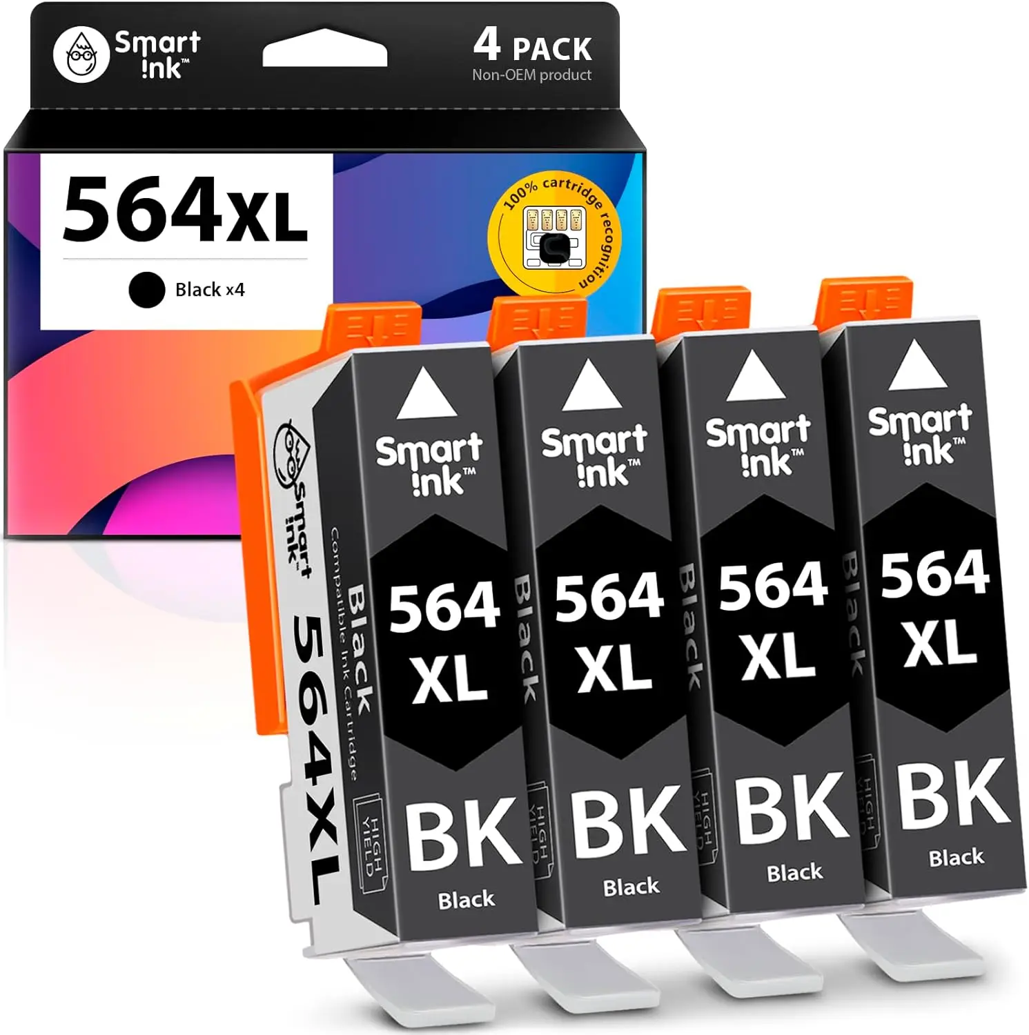 Compatible 4-Pack Black Ink Cartridges for HP 564XL Printers, High Yield
Compatible 4-Pack Black Ink Cartridges for HP 564XL Printers, High Yield