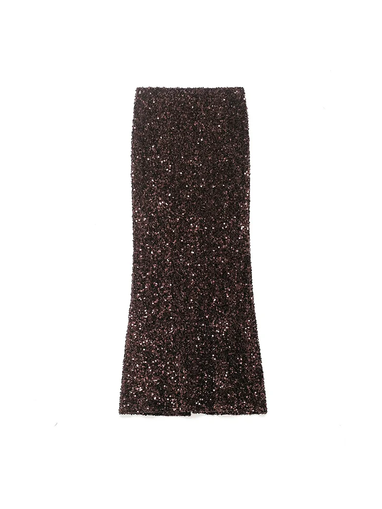 European-style new women's fashion, versatile and elegant A-line midi skirt with sequined hem and European style.
European-style new women's fashion, versatile and elegant A-line midi skirt with sequined hem and European style.