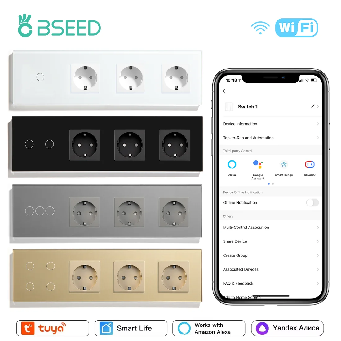 BSEED Wifi 1/2/3/4Gang Touch Light Switches Tuya Smart Life App Control Plus Triple Normal Sockets EU Standard Glass Panels
BSEED Wifi 1/2/3/4Gang Touch Light Switches Tuya Smart Life App Control Plus Triple Normal Sockets EU Standard Glass Panels