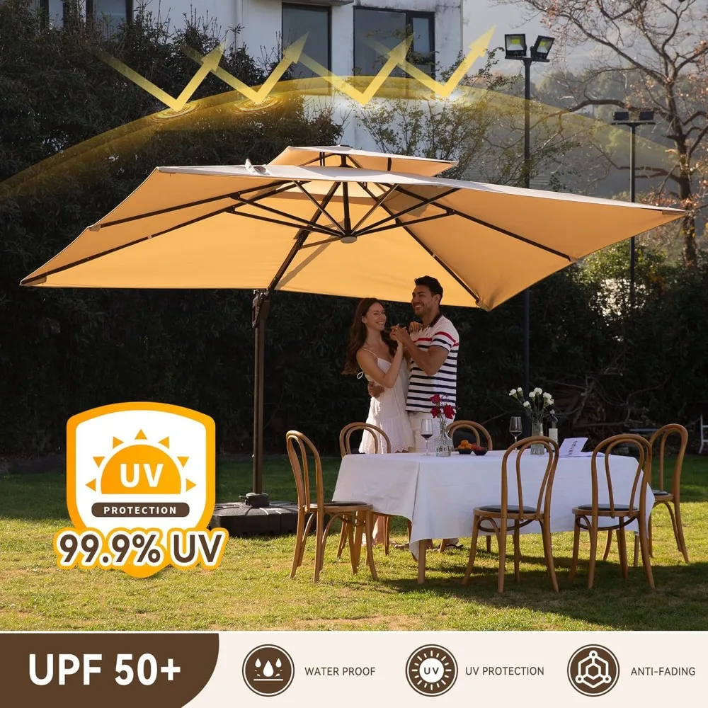 10 X 13 FT Cantilever Outdoor Patio Umbrella with Base Included Large Heavy Duty 360° Rotation Double Top Offset, Customized
10 X 13 FT Cantilever Outdoor Patio Umbrella with Base Included Large Heavy Duty 360° Rotation Double Top Offset, Customized
