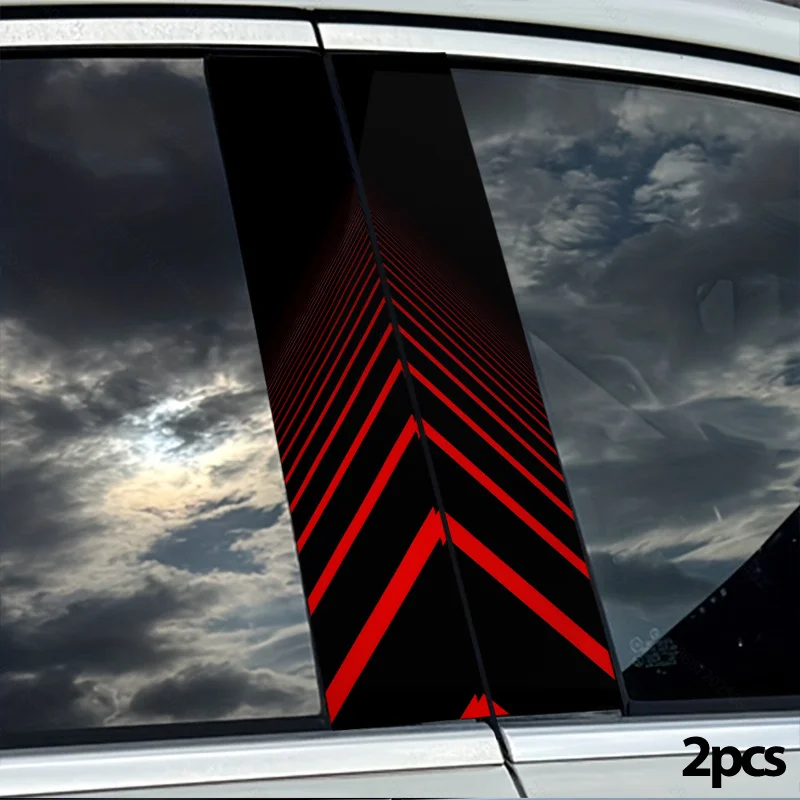 Two car B-pillar stickers in a 2D flat design with a red arrow pattern. These durable, scratch-resistant stickers enhance the
Two car B-pillar stickers in a 2D flat design with a red arrow pattern. These durable, scratch-resistant stickers enhance the