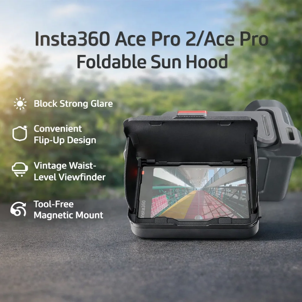 Солнцезащитный экран для Insta360 Ace Pro 2/Ace Pro, магнитный откидной козырек, антибликовый дисплей, улучшение видимости при съемке на улице
Солнцезащитный экран для Insta360 Ace Pro 2/Ace Pro, магнитный откидной козырек, антибликовый дисплей, улучшение видимости при съемке на улице