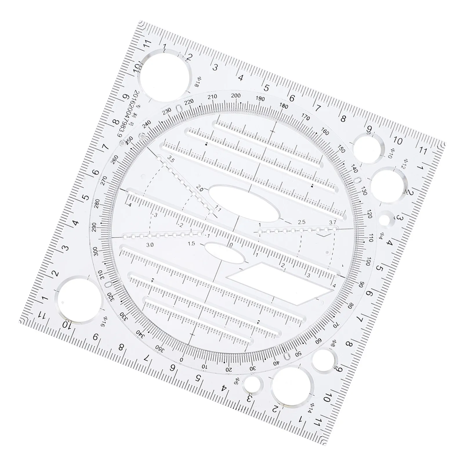 Multipurpose Math Drawing Template Ruler Measuring Tool Plastic Draft Stencil For Geometry Function Graphs School Office Home