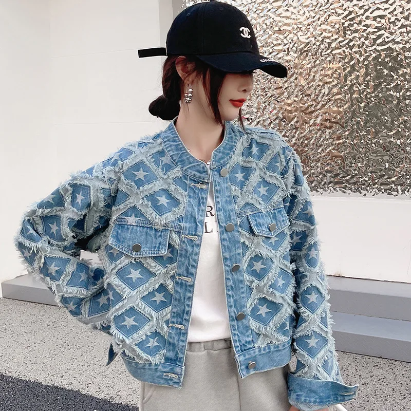 Spring Autumn Fashion Butterfly Print Denim Jacket Women Blue Outerwear Casual Loose Short Jeans Coat Female Streetwear
Spring Autumn Fashion Butterfly Print Denim Jacket Women Blue Outerwear Casual Loose Short Jeans Coat Female Streetwear