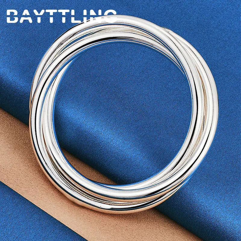 925 Sterling Silver Fashion Glossy 3 Circles Men Bangle Bracelet For Women Wedding Engagement Party Gift Jewelry Accessories
925 Sterling Silver Fashion Glossy 3 Circles Men Bangle Bracelet For Women Wedding Engagement Party Gift Jewelry Accessories
