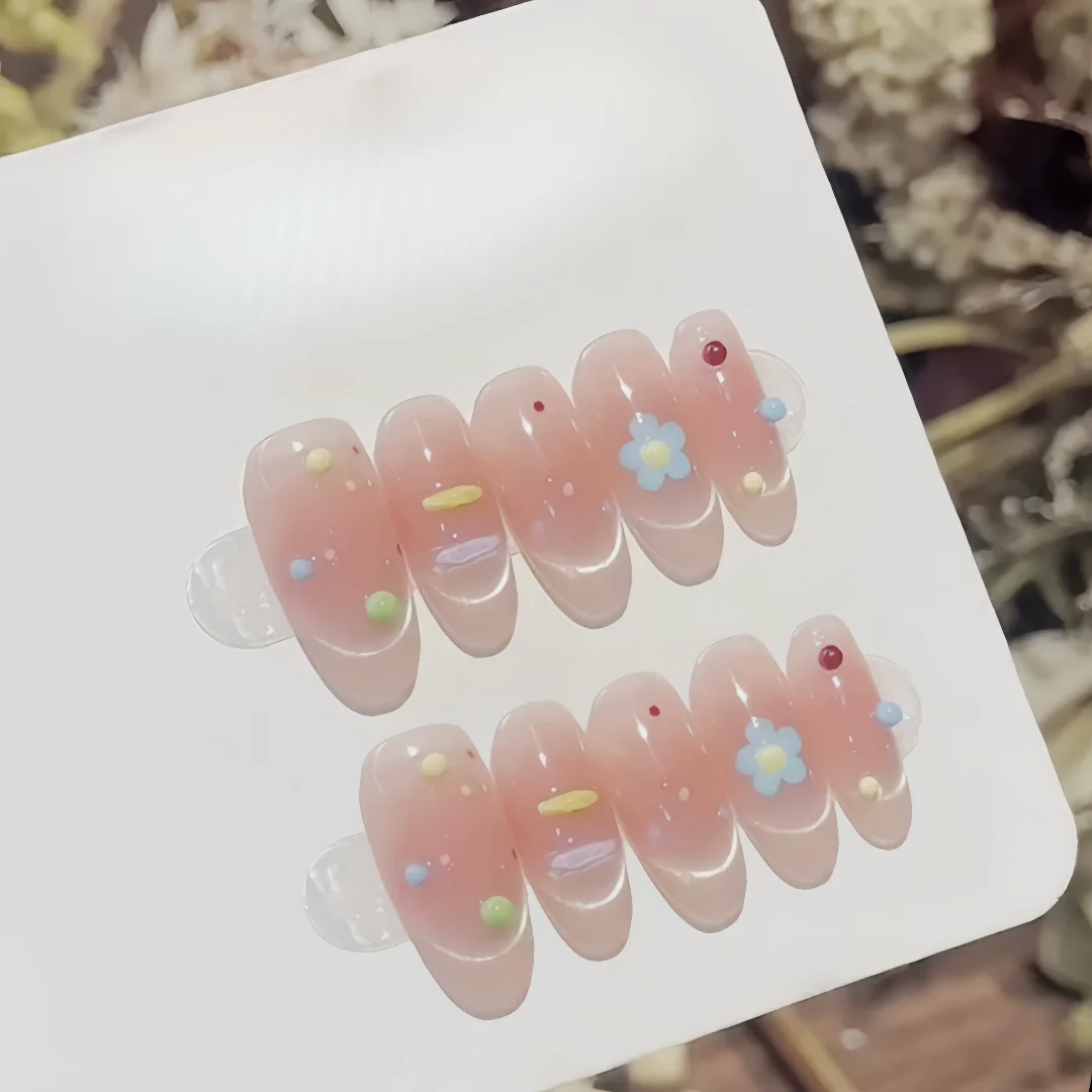10Pcs Medium Oval Shape Rainbow False Nails with Cat Eye Effect Cute Dot-Floral Patterns Nail Art for Girls’ Daily Beauty Look
10Pcs Medium Oval Shape Rainbow False Nails with Cat Eye Effect Cute Dot-Floral Patterns Nail Art for Girls’ Daily Beauty Look