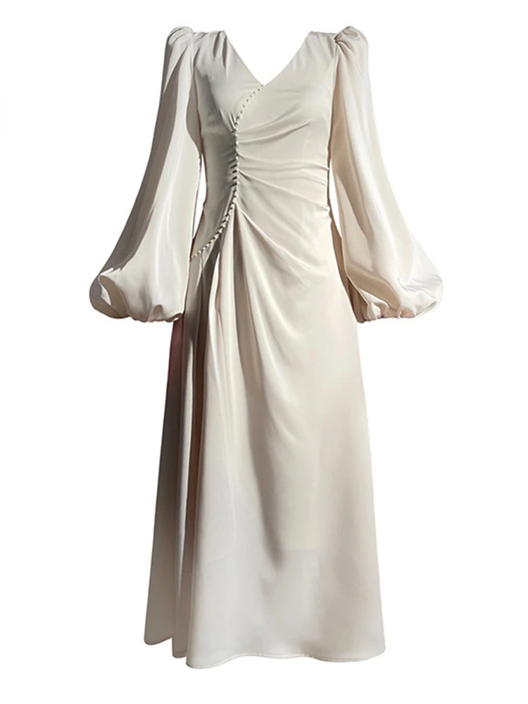 Temperament Personality Dress Women 2022 Summer New V Neck Long Sleeve High Waist Solid Color Loose Clothes Female
Temperament Personality Dress Women 2022 Summer New V Neck Long Sleeve High Waist Solid Color Loose Clothes Female