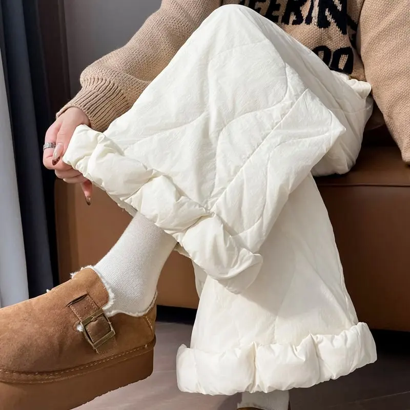 Women's Windproof Waterproof White Du down Wide Leg Casual Pants Winter Thermal Trousers High Waist Elastic Synthetic Leather
Women's Windproof Waterproof White Du down Wide Leg Casual Pants Winter Thermal Trousers High Waist Elastic Synthetic Leather
