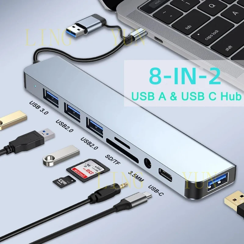 Z USB C Hub USB Hub, 8 in 2 USB Splitter with 1*USB 3.0, 3*USB 2.0 ,1*USB C Ports,
Z USB C Hub USB Hub, 8 in 2 USB Splitter with 1*USB 3.0, 3*USB 2.0 ,1*USB C Ports,