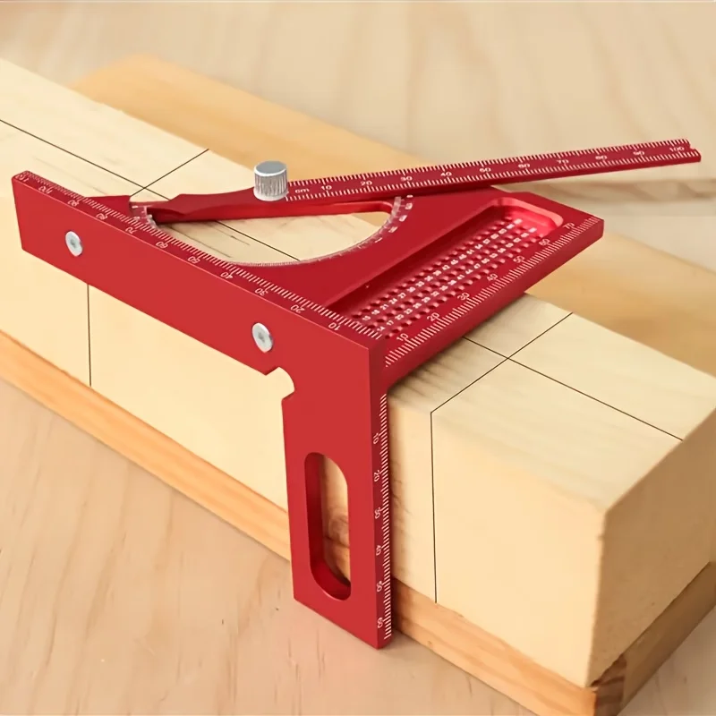 Adjustable 3D Woodworking Square Ruler Set - 180 ° Rotating Triangle Ruler with T-Shaped Square Hole Markings, Precise Scale for Woodworking Measurement, Woodworking Square Ruler Set.