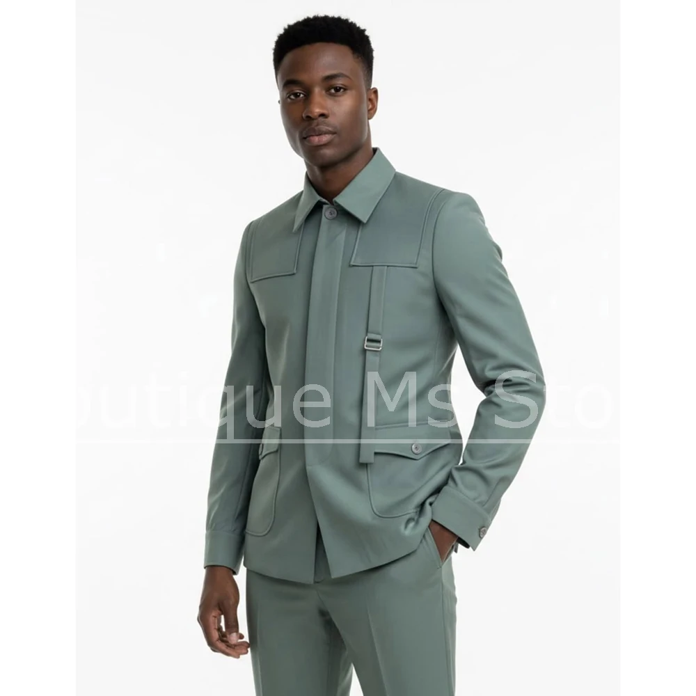 Fashion Men's Suit 2 Piece Stand Collar Unique Buckle Strap Design Blazer and Pants Wedding Party Business Casual Slim Male Suit
Fashion Men's Suit 2 Piece Stand Collar Unique Buckle Strap Design Blazer and Pants Wedding Party Business Casual Slim Male Suit