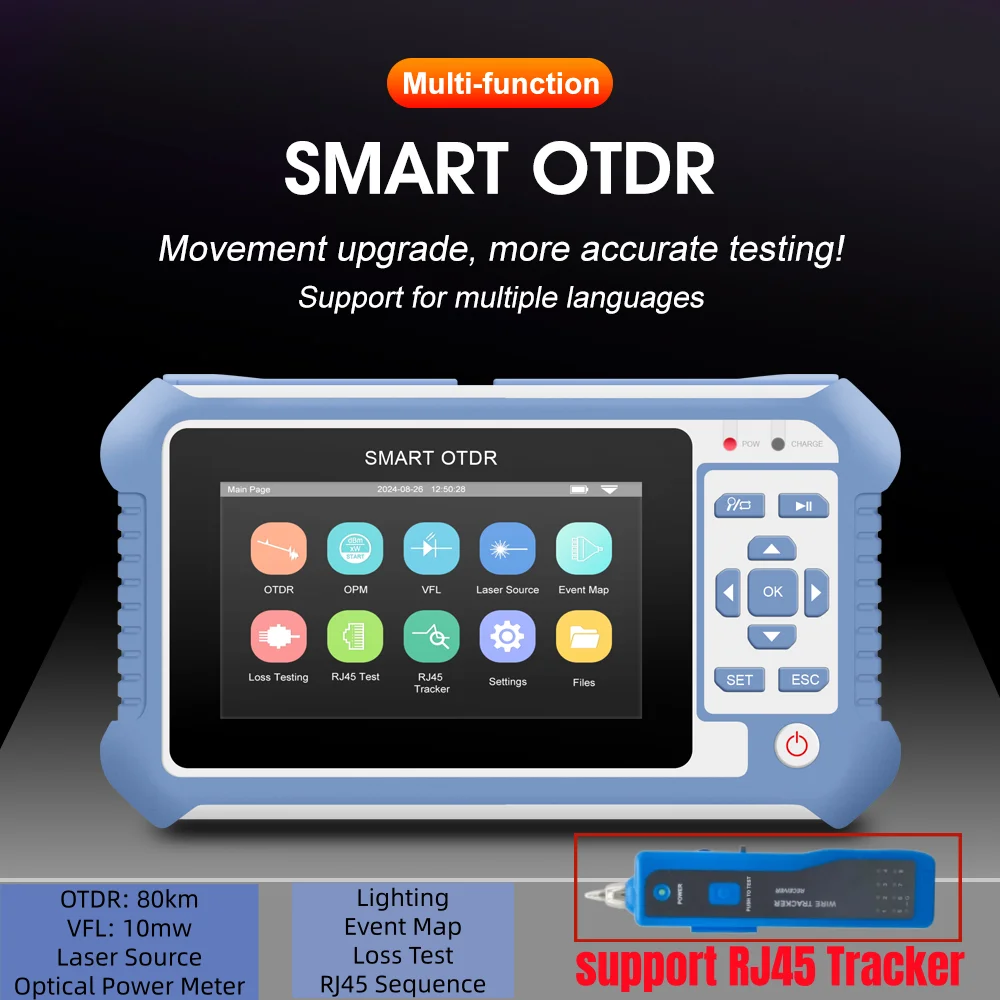 MINI OTDR Active Fiber test 80KM 1550/1610/1625/1650nm 22dB Optic Fiber Reflect 1310 24/22db with RJ45 test Event Map OPM VFL
MINI OTDR Active Fiber test 80KM 1550/1610/1625/1650nm 22dB Optic Fiber Reflect 1310 24/22db with RJ45 test Event Map OPM VFL