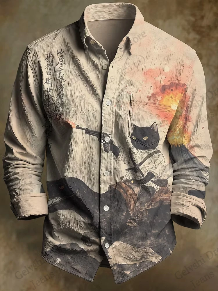 Mens Japanese Style Long Sleeve Button Up Shirt Dinosaur Samurai Cat 3d Print Hawaiian Shirt Men Women Fashion Casual Blouse New
Mens Japanese Style Long Sleeve Button Up Shirt Dinosaur Samurai Cat 3d Print Hawaiian Shirt Men Women Fashion Casual Blouse New