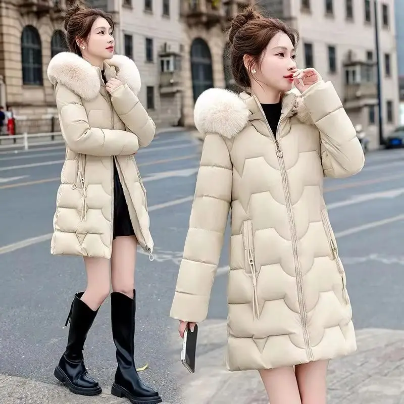 Fashion New Down Cotton-Padded Jacket Women 2025 Winter Long Hooded Parkas Thick Warm Outwear Female Cotton Padded Coat 
Fashion New Down Cotton-Padded Jacket Women 2025 Winter Long Hooded Parkas Thick Warm Outwear Female Cotton Padded Coat