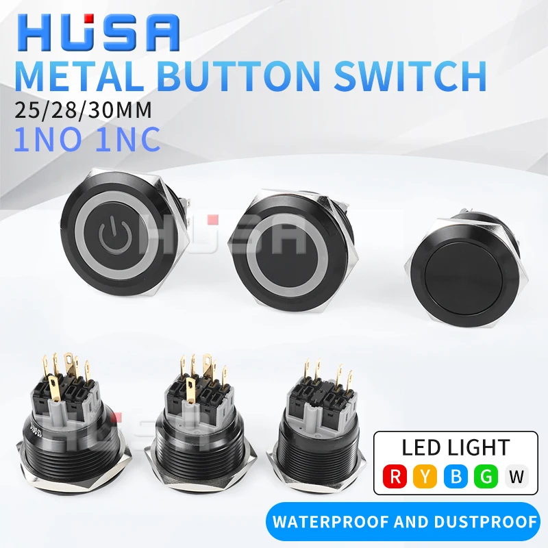 1NO1NC 25/28/30mm Waterproof Metal Push Button Switch LED Light Momentary Car Engine Power Switch 3/6/12/24/220V Black 2NO2NC
1NO1NC 25/28/30mm Waterproof Metal Push Button Switch LED Light Momentary Car Engine Power Switch 3/6/12/24/220V Black 2NO2NC