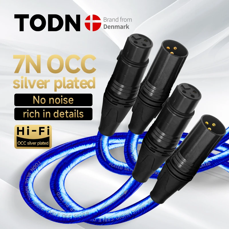 TODN 1 Pair High End 7N OCC silver plated Core XLR cable Male to Female gold plated pin balance cable for TV Microphone Speake
TODN 1 Pair High End 7N OCC silver plated Core XLR cable Male to Female gold plated pin balance cable for TV Microphone Speake