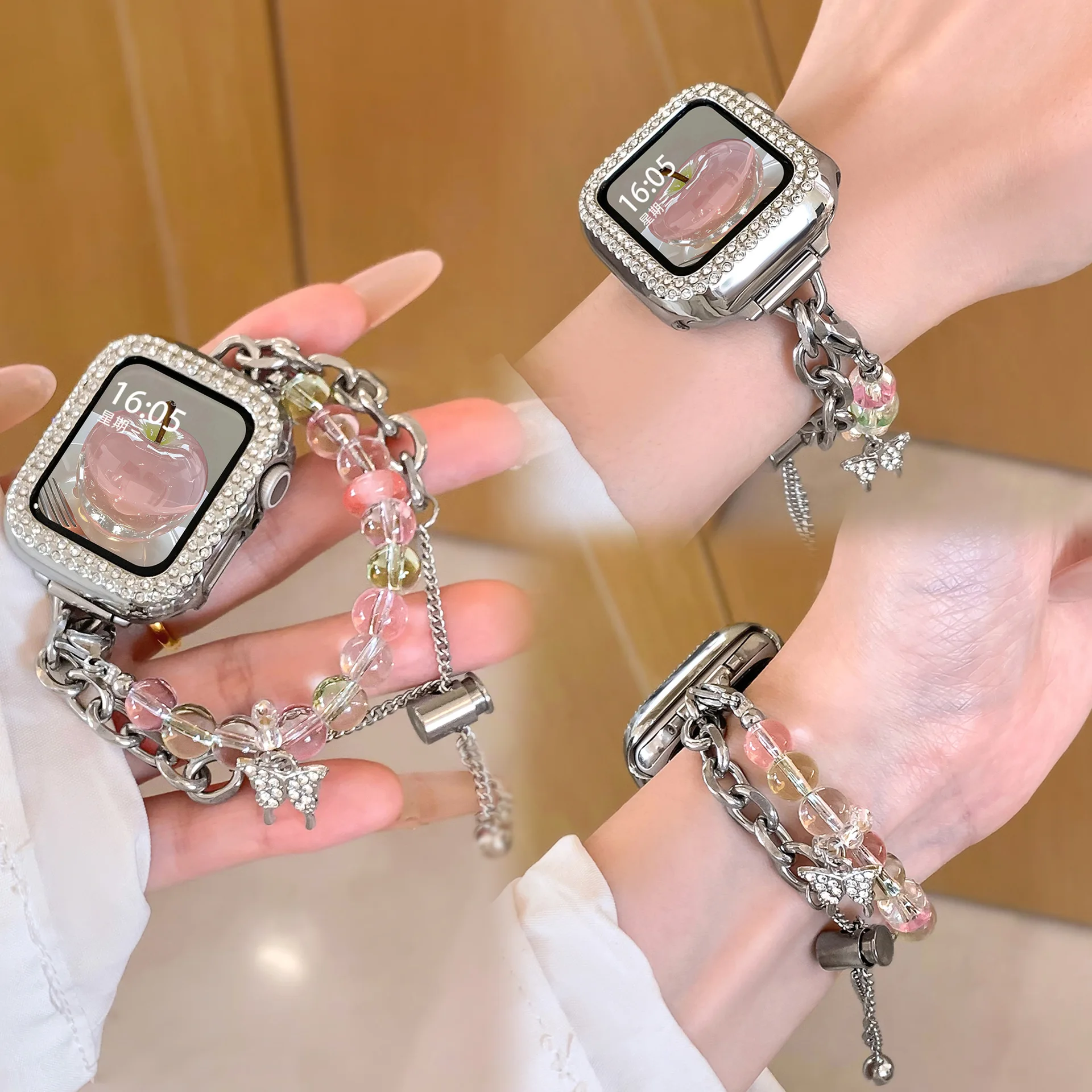 Роскошный металлический ремешок + чехол для ПК для Apple Watch 11 10, ремешок 38/40/41/42/44/45/46/49 мм, женский ювелирный браслет серии 9 8 7 6 SE Ultra
Роскошный металлический ремешок + чехол для ПК для Apple Watch 11 10, ремешок 38/40/41/42/44/45/46/49 мм, женский ювелирный браслет серии 9 8 7 6 SE Ultra