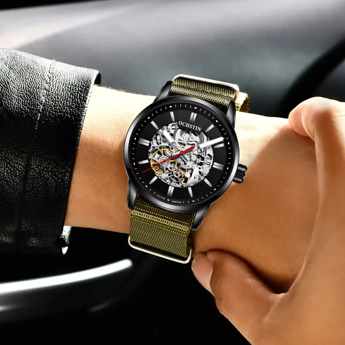 Hot Men's Watches Top Brand Luxury OCHSTIN Fashion Skeleton Steampunk Men Sport Clock Nylon Strap Automatic Mechanical Watch
Hot Men's Watches Top Brand Luxury OCHSTIN Fashion Skeleton Steampunk Men Sport Clock Nylon Strap Automatic Mechanical Watch